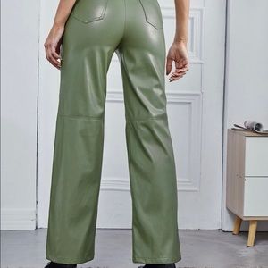 SHEIN Zipper Fly Palazzo PU Pants